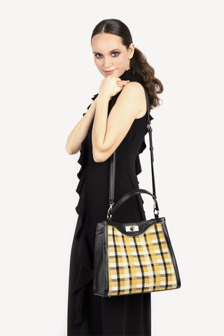 TOP HANDLE BAG JUJU MUSTARD TARTAN