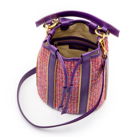 BUCKET BAG MALU TWEED PINK COLORFUL PURPLE